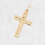 Crucifijo (16 x 24 mm) Light Tubo Media Cana - Oro Amarillo 14Kts