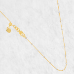 Cadena (40 cm) Tejido Cable c/ Esferas Oro Blanco (2 mm) - Oro Amarillo 14Kts