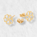 Zarcillos (8 x 8 mm) Flor c/ 5 Petalos Silueta (Post) - Oro Amarillo 18Kts