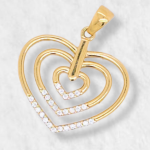 Dije (21 x 18 mm) Tres Corazones c/ Zircones - Oro Amarillo 18Kts