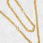 SET Cadena & Brazalete Tejido Espiga - Oro Amarillo 18Kts
