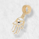 Dije (8 x 11 mm) Mano Hamsa p/ Pulsera tipo Pandora - Oro Amarillo 14Kts