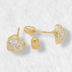 Zarcillos (5 x 5 mm) Zircon (Corazon) c/ Marco Diamantado - Oro Amarillo 14Kts