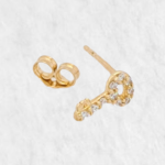 UNITARIO (4 x 7 mm) Llave c/ Zircones (Post) - Oro Amarillo 14Kts