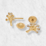 Zarcillos (8 x 8 mm) Arbol de La Vida (Screwback/Abridores) - Oro Amarillo 14Kts