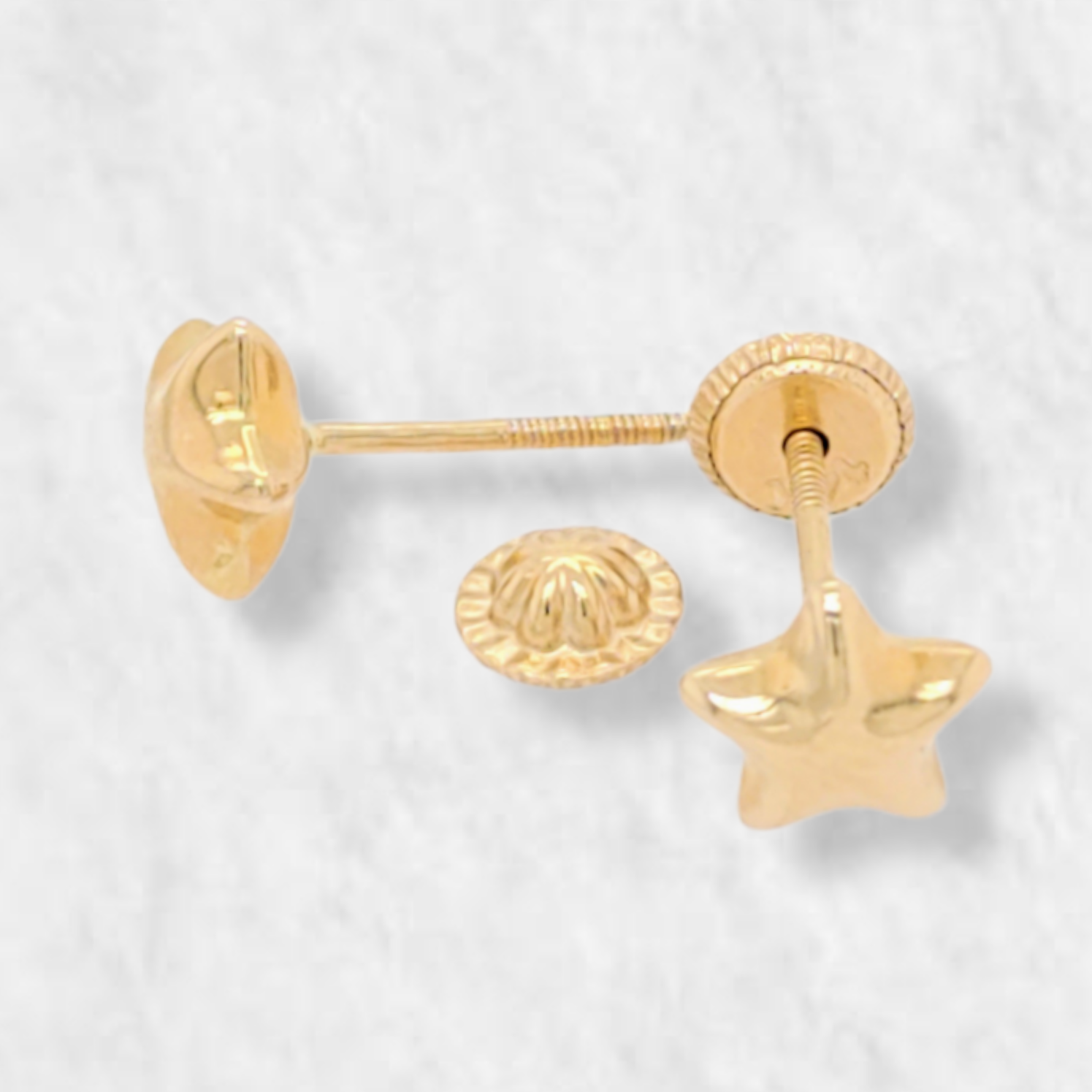 PhotoRoom-20220722_160950-e1658525557504 Zarcillos (6 x 6 mm) Estrellas Puff - Oro Amarillo 14Kts - Image 1