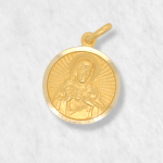 Medalla (17 mm) Escapulario Virgen del Carmen/ Corazon de Jesus - Oro Amarillo 18Kts