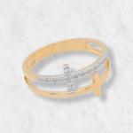 Anillo c/ Dos Cruces (Lisa & Diamantes) - Oro Amarillo 14Kts