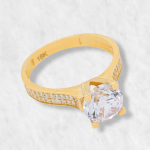 Anillo de Compromiso Aro c/ Zircones Pave & Zircon Central - Oro Amarillo 18Kts