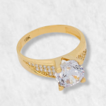 Anillo de Compromiso Aro c/ Zircones Pave & Zircon Central - Oro Amarillo 18Kts