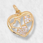 Dije (16 x 15 mm) Corazon c/ Zircones - Oro Amarillo 18Kts