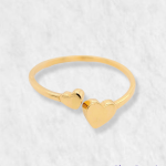 Anillo Abierto 2 Corazones Madre e Hija - Oro Amarillo 14Kts