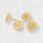 Zarcillos (7 x 6 mm) Elefante Rosa (Screwback/Abridores) - Oro Amarillo 18Kts - Image 8