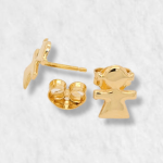 Zarcillos Post (7 x 9 mm) Nina "Bimba"   - Oro Amarillo 18Kts