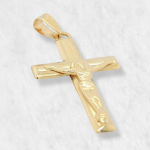 Crucifijo (20 x 30 mm) Tubo Media Cana (5 mm) - Oro Amarillo 18Kts