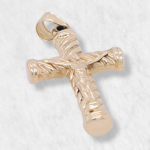 Crucifijo (18 x 21 mm) Tubo Media Cana Acanalado (4.4 mm) - Oro Amarillo 14Kts