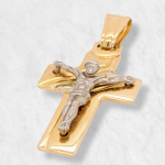 Crucifijo (16 x 26 mm) Mediano - Oro Dos Tonos 18Kts