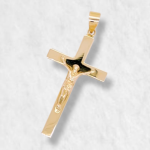 Crucifijo (22 x 37 mm) Tubo Cuadrado (2 x 4 mm) - Oro Amarillo 18Kts