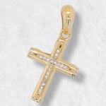 Dije Cruz (17 x 21 mm) c/ Zircones Pave - Oro Amarillo 18Kts