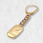 Llavero (14 x 23 mm) Macizo Placa Rectangular c/ Lineas - Oro Amarillo 18Kts