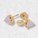 Zarcillos (6 x 6 mm) Corazones Opalos Neon (Screwback/Abridores) - Oro Amarillo 14Kts