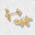 Zarcillos (8 x 7 mm) Perro Globo (Screwback/Abridores) - Oro Amarillo 14Kts