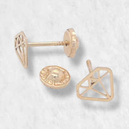 Zarcillos (7 x 5 mm) Diamante Silueta (Screwback/Abridores) - Oro Amarillo 14Kts