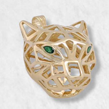 Dije (23 x 27 mm) Pantera c/ Ojos Zircones Marquise - Oro Amarillo 14Kts