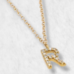 Cadena (40 cm) c/ Inicial (5 x 7 mm) Diamantes Pavé - Oro 18Kts