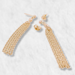 Zarcillos (5 cm) Pompones de Cadena ROPE - Oro Amarillo 14Kts