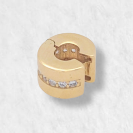 Dije (8 x 5 mm) Para Brazalete Cilindro Clip c/ Zircones Pave - Oro Amarillo 18Kts