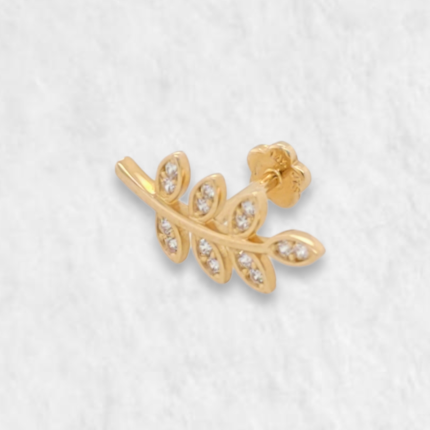 Unitario (6 x 13 mm) Crawler Rama c/ Zircones - Oro Amarillo 14Kts