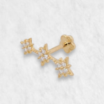 Unitario (5 x 13 mm) Crawler c/ Estrellas & Zircones - Oro Amarillo 14Kts