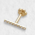 Unitario (9 x 1 mm) Linea Recta c/ Zircones - Oro Amarillo 14Kts