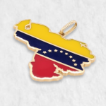 Dije (20 mm) Mapa de Venezuela c/ Esmalte Tricolor - Oro Amarillo 14Kts - Image 12