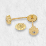 Zarcillos (4 x 4 mm) Treboles c/ Diamante (Screwback/Abridores) - Oro Amarillo 18Kts