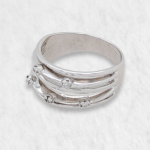 Anillo c/ Lineas & Diamantes - Oro Blanco 18Kts