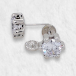Zarcillos (6 mm) 6 Prongs c/ Zircon (Screwback/Abridores) - Oro Blanco 18Kts
