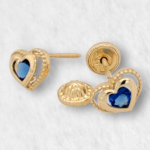 Zarcillos (7 x 6 mm) Corazon c/ Zircon de Color (Screwback/Abridores) - Oro Amarillo 14Kts - Image 2