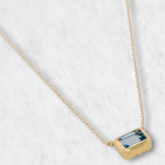 Cadena (40 + 5 cm) c/ Topacio Azul Rectangular - Oro Amarillo 18Kts
