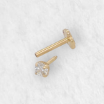 Unitario (3 mm) Cartilago Zircon c/ 4 Prongs - Oro Amarillo 14Kts