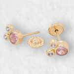 Zarcillos (4 x 6 mm) Mickey c/ Zircones (Screwback/Abridores) - Oro Amarillo 14Kts - Image 3