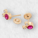 Zarcillos (4 x 6 mm) Mickey c/ Zircones (Screwback/Abridores) - Oro Amarillo 14Kts - Image 4