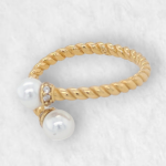 Anillo Abierto Aro c/ Perlas & Zircones - Oro Amarillo 14Kts