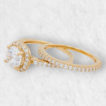 Anillo Compromiso c/ Zircon Central & Aro Zircones Pave - Oro Amarillo 14Kts - Image 3
