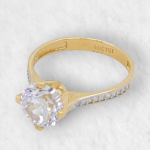 Anillo Compromiso c/ Zircon Central & Aro Zircones Pave - Oro Amarillo 14Kts - Image 5