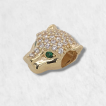 Dije (12 x 9 mm) Pasante Pantera c/ Zircones Pave - Oro Amarillo 18Kts