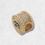 Dije (10 mm) Circulo Pasante Ojo c/ Zircones Azules - Oro Amarillo 18Kts - Image 2