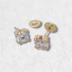 Zarcillos (5 mm) Zircon c/ 4 Prongs Base Cuadrada (Abridores/Screwback) - Oro Amarillo 18Kts