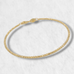 Pulsera (4.5 x 5.5 mm) c/ Mini Esferas Diamantadas (2 mm) - Oro Amarillo 18Kts